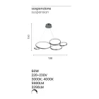 Dizajn llambë pezullimi për dhomën e ndenjes në metal argjendi ose ari - Olimpo Viadurini