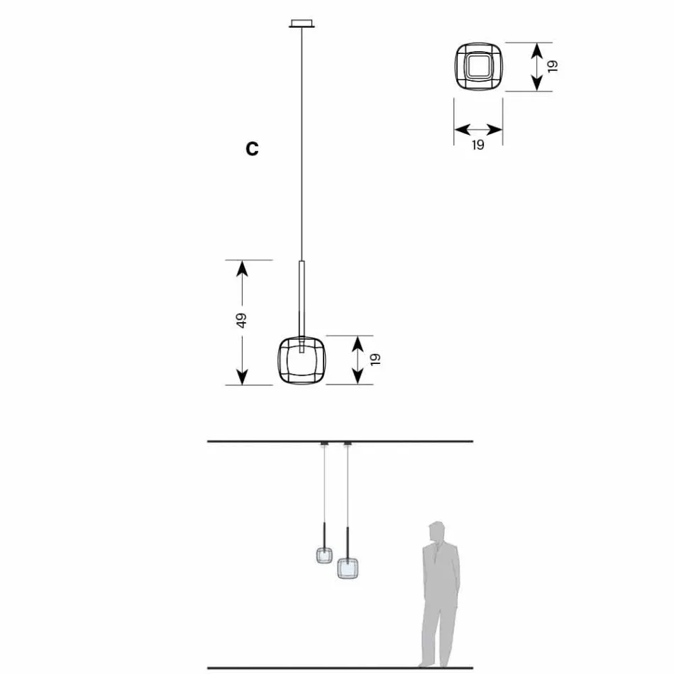 Llambë Pezullimi Dizajnimi në Shiny Metal Prodhuar në Itali - Donatina Viadurini
