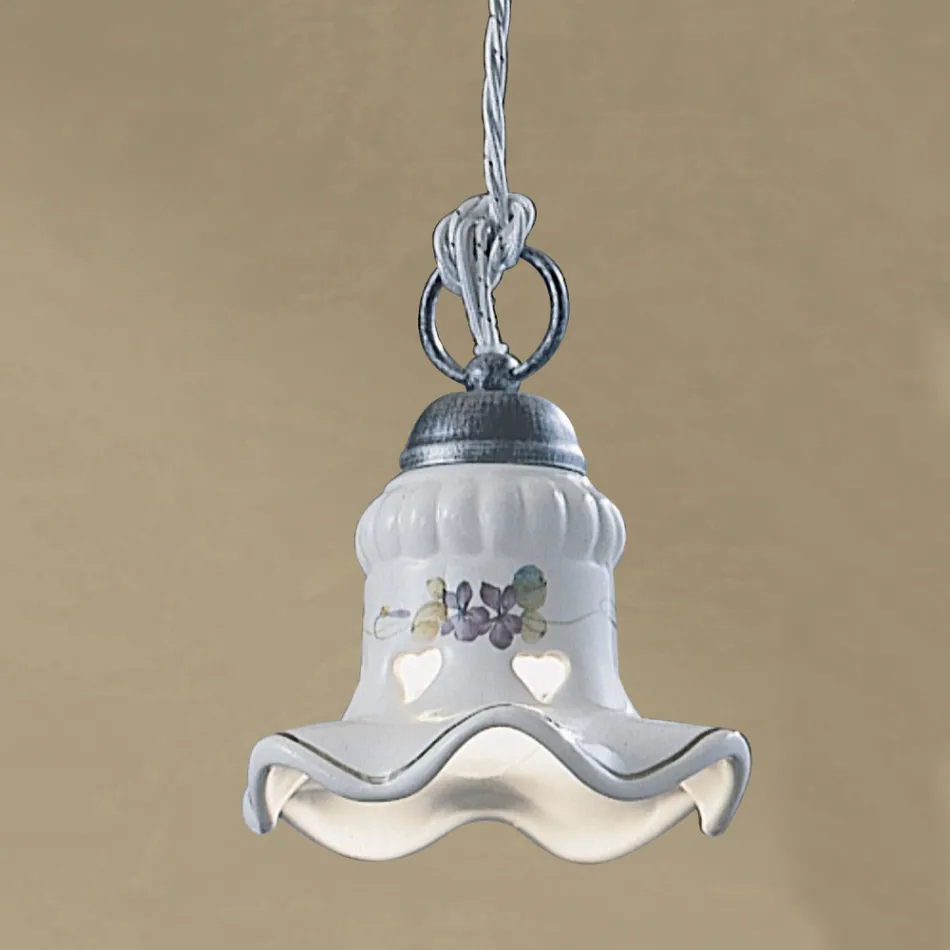 Llambë varëse e lyer me dorë e lyer me hekur dhe qeramikë - Chieti Viadurini