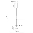 Llambë varëse alumini me pllakë të bardhë dhe kon të zi - Padel Viadurini