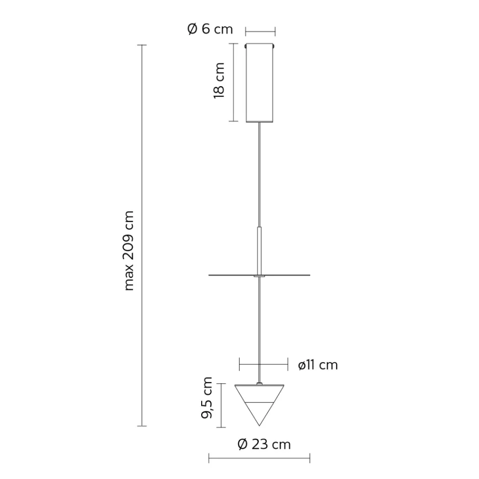 Llambë varëse alumini me pllakë të bardhë dhe kon të zi - Padel Viadurini