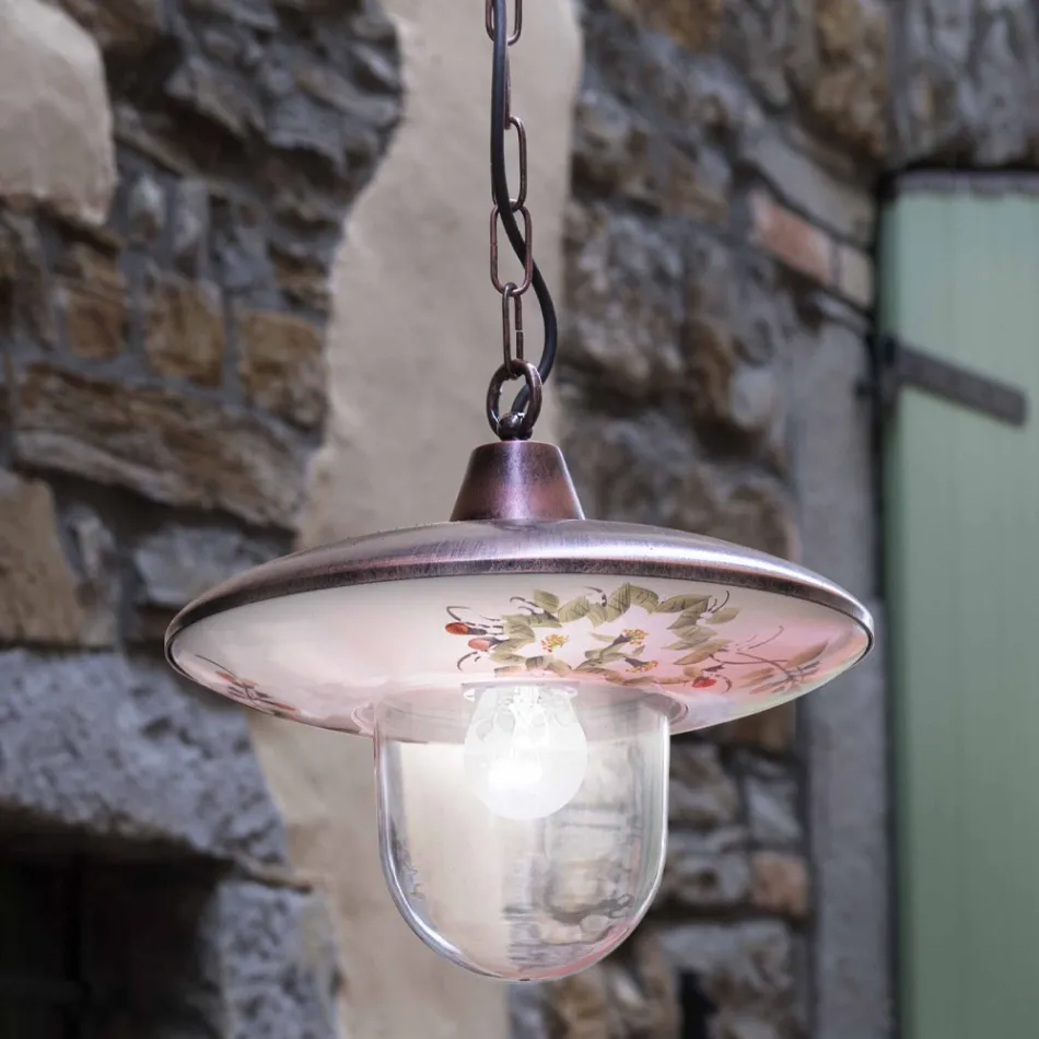 Llambë pezullimi në alumin bakri të zi me dekorim të punuar me dorë - Latina Viadurini