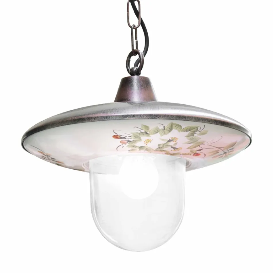 Llambë varëse në alumin bakri të zi me dekorim të punuar me dorë - Latina Viadurini