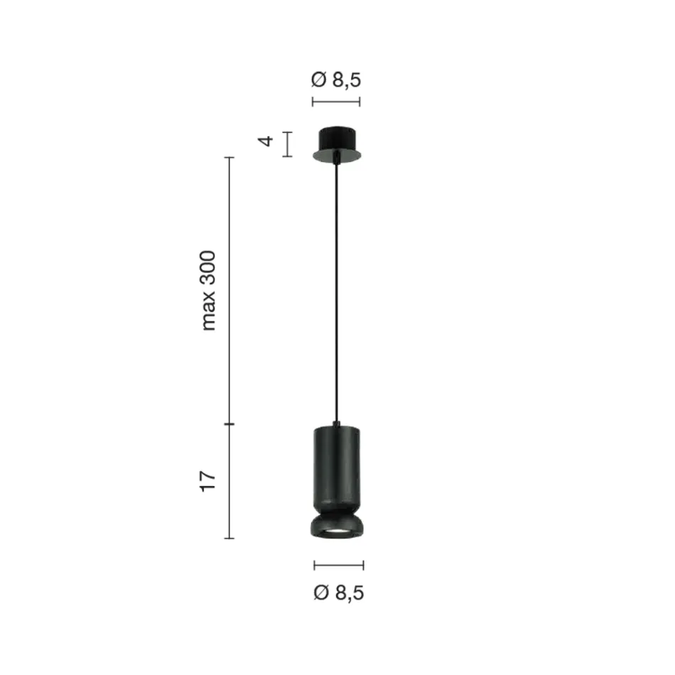 Llambë pezulluese në alumin e veshur me pluhur dhe kabllo të rregullueshme - Buxus Viadurini