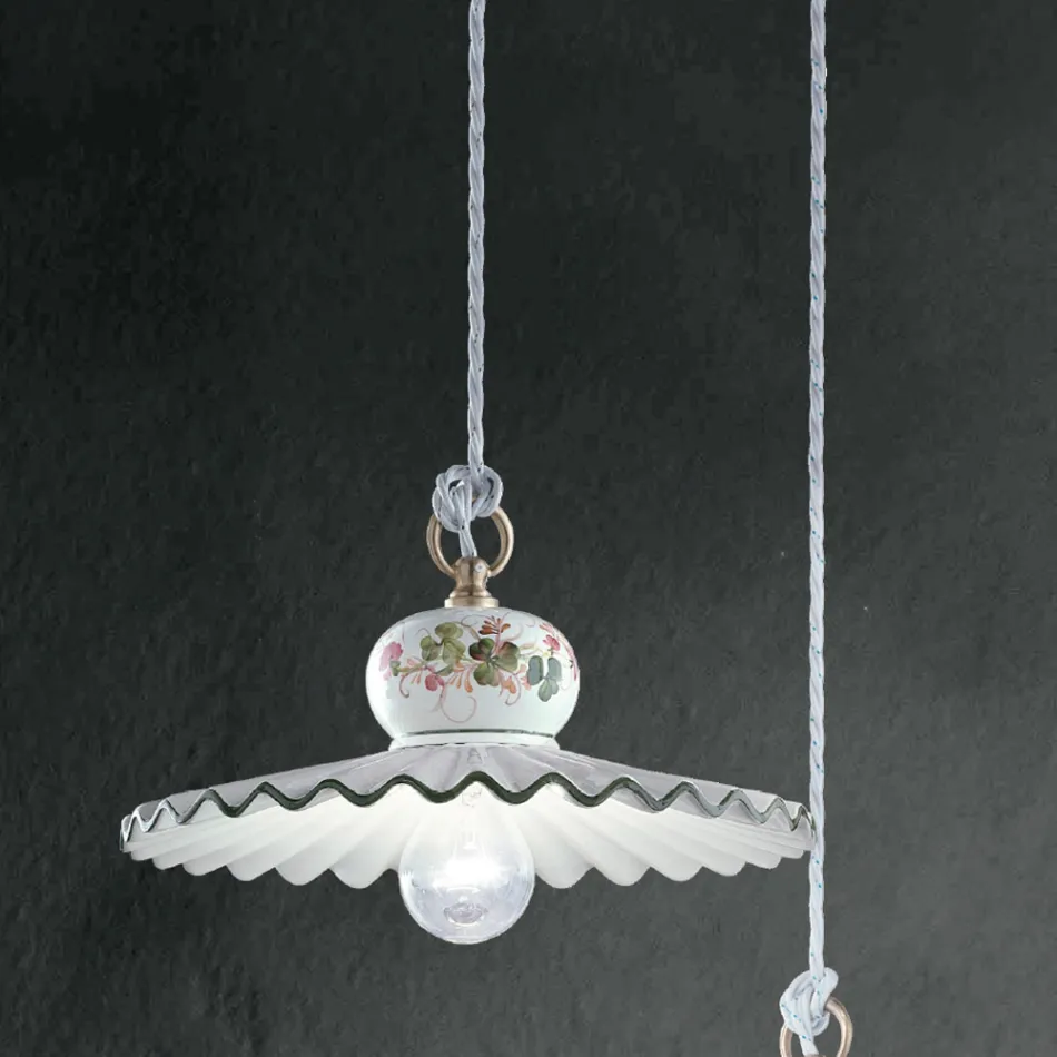 Llambë varëse qeramike artizanale e dekoruar me dorë - Romë Viadurini