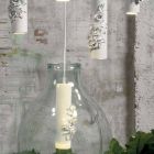 Llambë pezullimi në qeramike të bardhë mat me lule dekorative - Revolucioni Viadurini