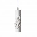 Llambë pezullimi në qeramike të bardhë mat me lule dekorative - Revolucioni
