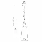 Llambë pezullimi në abazhur të bardhë qeramike në dizajn të gjatë prej liri - Kadabra Viadurini