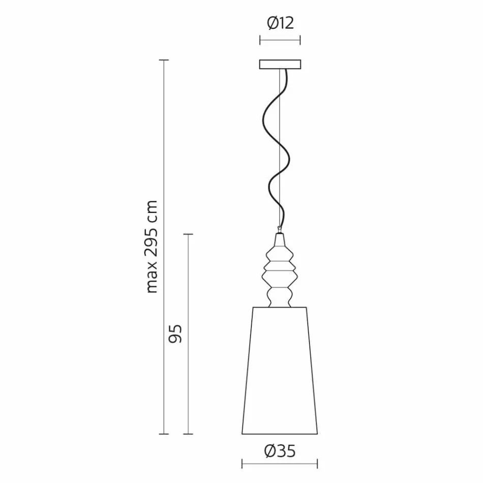 Llambë pezullimi në abazhur të bardhë qeramike në dizajn të gjatë prej liri - Kadabra Viadurini