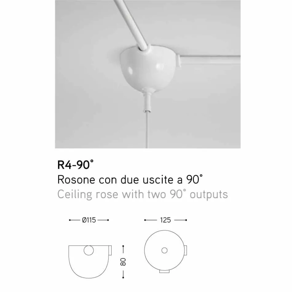 Llamba varëse Qeramike Glaze, u ngrit në dy dalje në 90 ° Viadurini