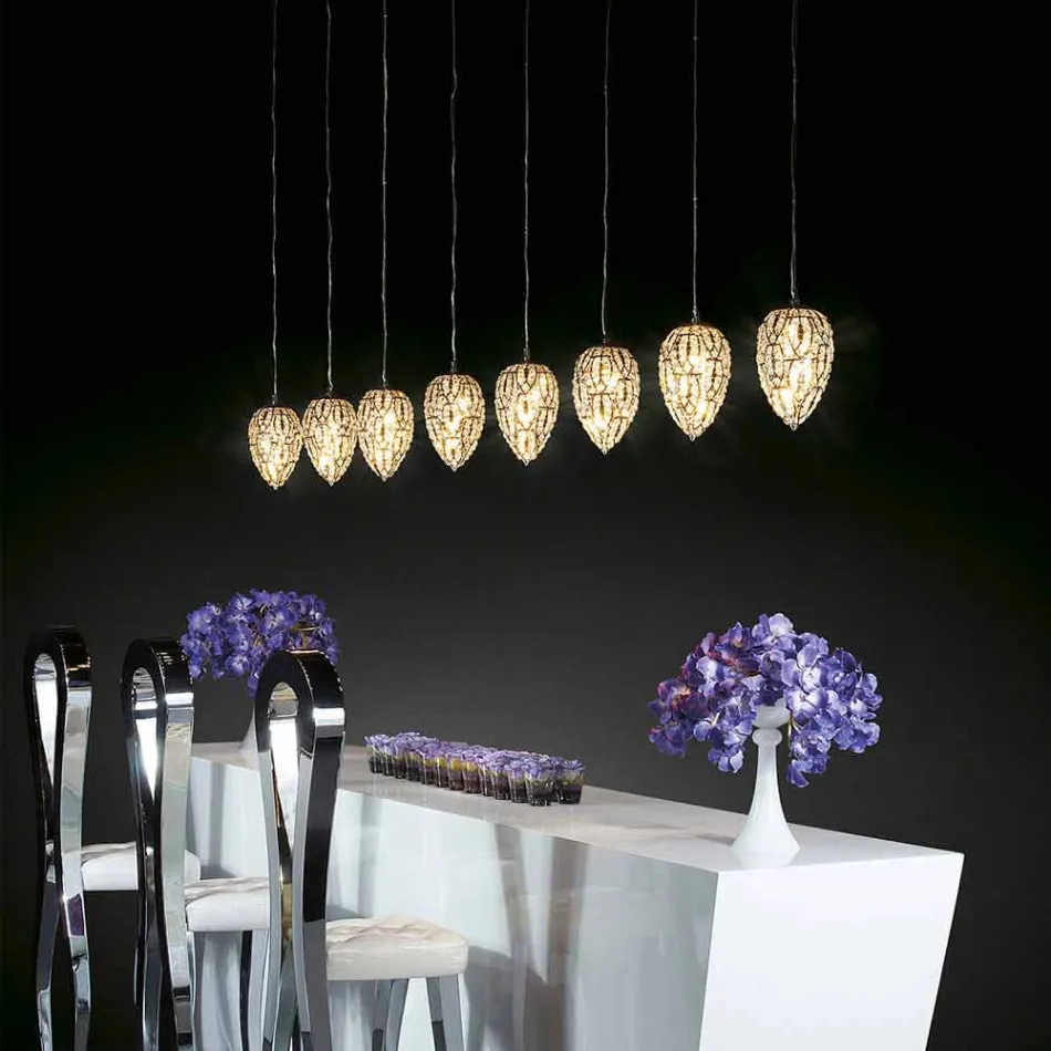 Llambë e varur në gotë dhe çelik në formën e Vezës së Vezës Viadurini