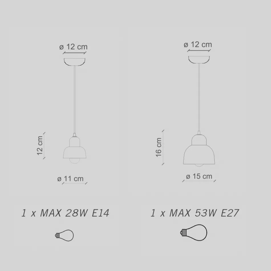 Llambë pezullimi në përfundime dhe madhësi të ndryshme Prodhuar në Itali - Berimbau Viadurini