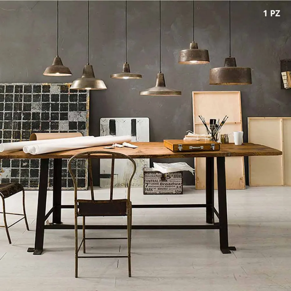 Llambë varëse në hekur antik me zile Virginia Il Fanale Viadurini