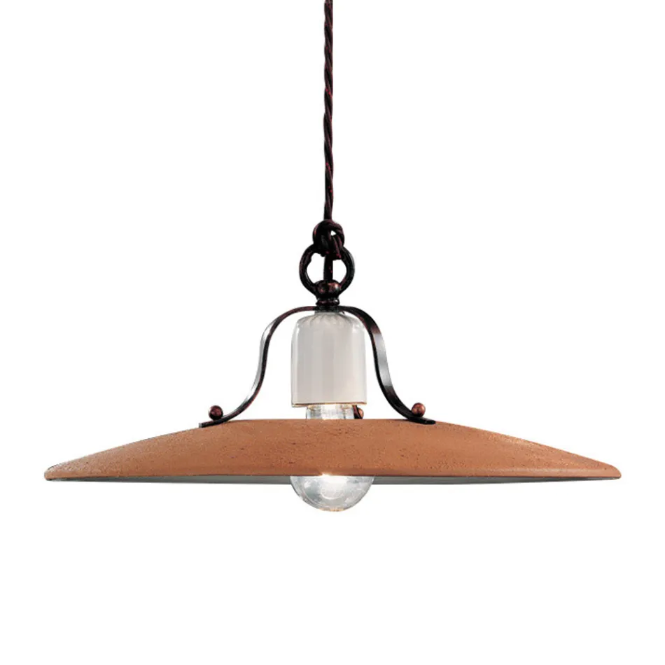 Llambë pezullimi nga hekuri dhe qeramika e papërpunuar e punuar me dorë - Bolonja Viadurini