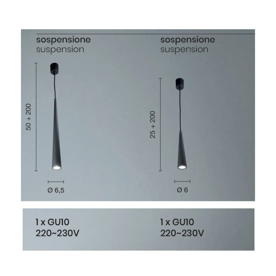Llambë pezullimi në metal të bardhë, të zi ose ari 2 përmasa - Girotondo Viadurini