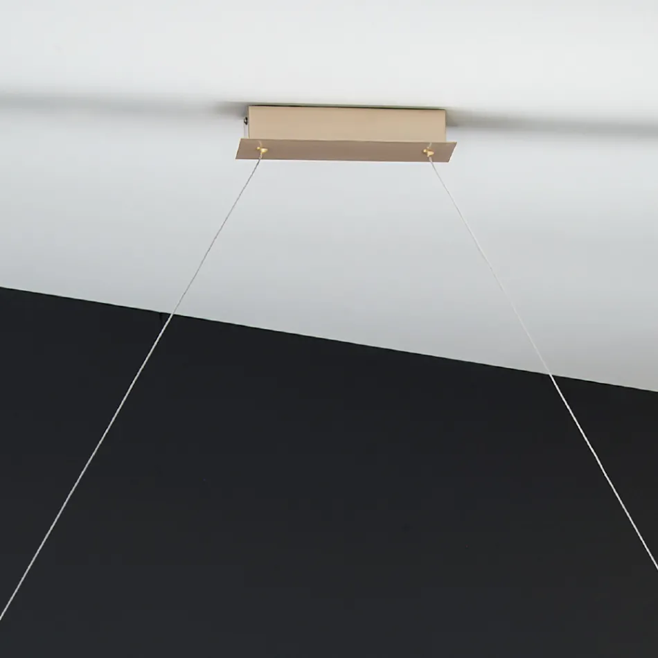 Llambë pezullimi në metal me finiturë të artë me LED që zvogëlohet - ngritje Viadurini