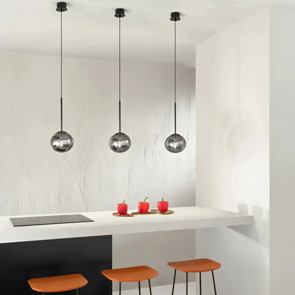 Llambë pezullimi në metal të lyer dhe xham të fryrë - Ailanto Viadurini