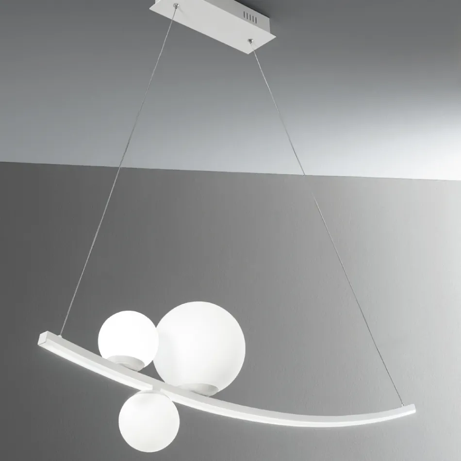 Llambë pezullimi në metal të lyer dhe xham të fryrë - Thëllëzë Viadurini