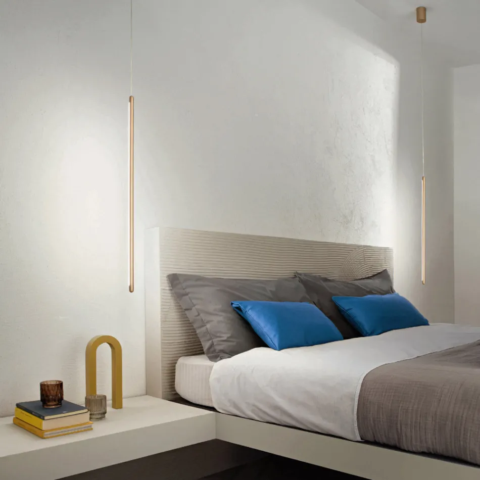 Llambë pezullimi në metal të lyer me ar me kabllo të rregullueshme - portokalli Viadurini