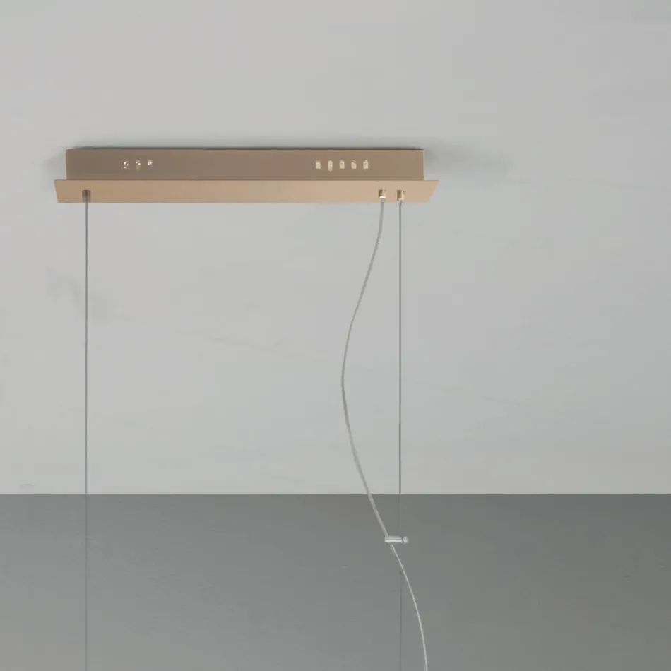 Llambë pezullimi në metal të lyer me ar dhe xham të fryrë - Birga Viadurini