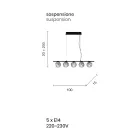 Llambë pezullimi në metal të lyer me ar dhe xham të fryrë - Birga Viadurini