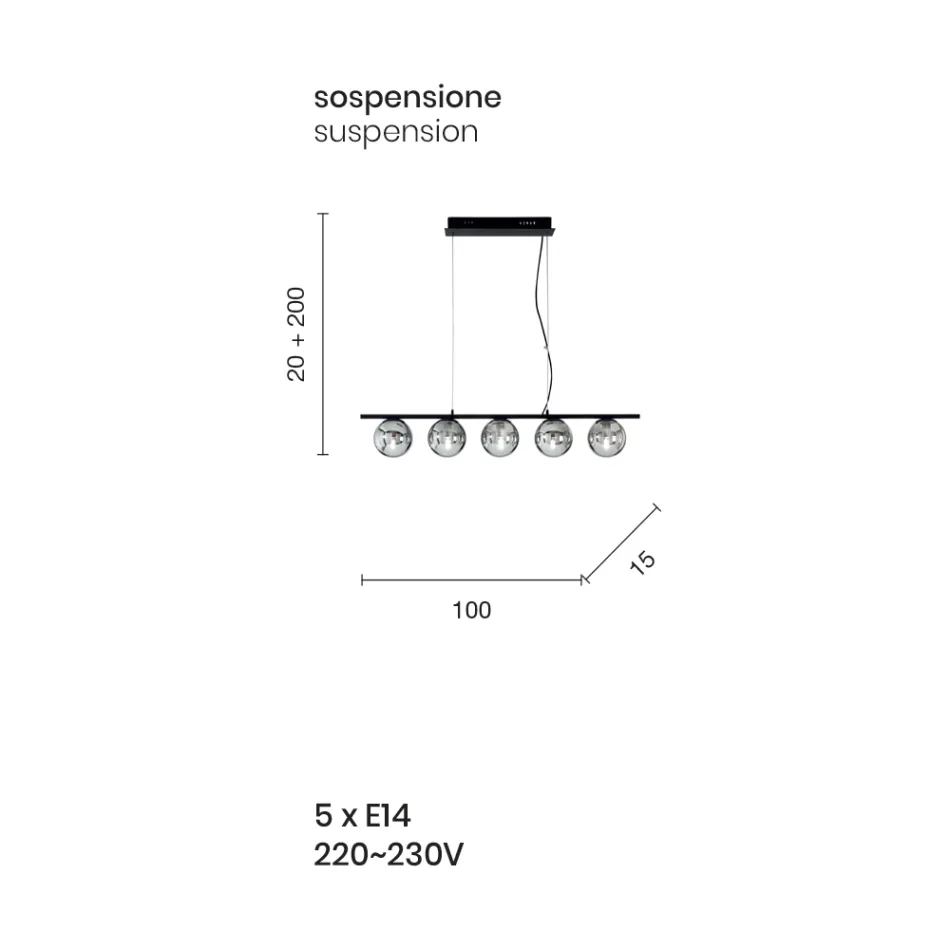 Llambë pezullimi në metal të lyer me ar dhe xham të fryrë - Birga Viadurini