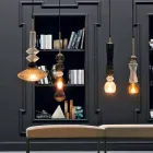 Llambë pezullimi në xham dhe pëlhurë Murano, prodhuar në Itali - Missi Viadurini