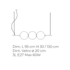 Llambë varëse qelqi Venecia me fryrje me dorë 95 cm - Jupiter Viadurini