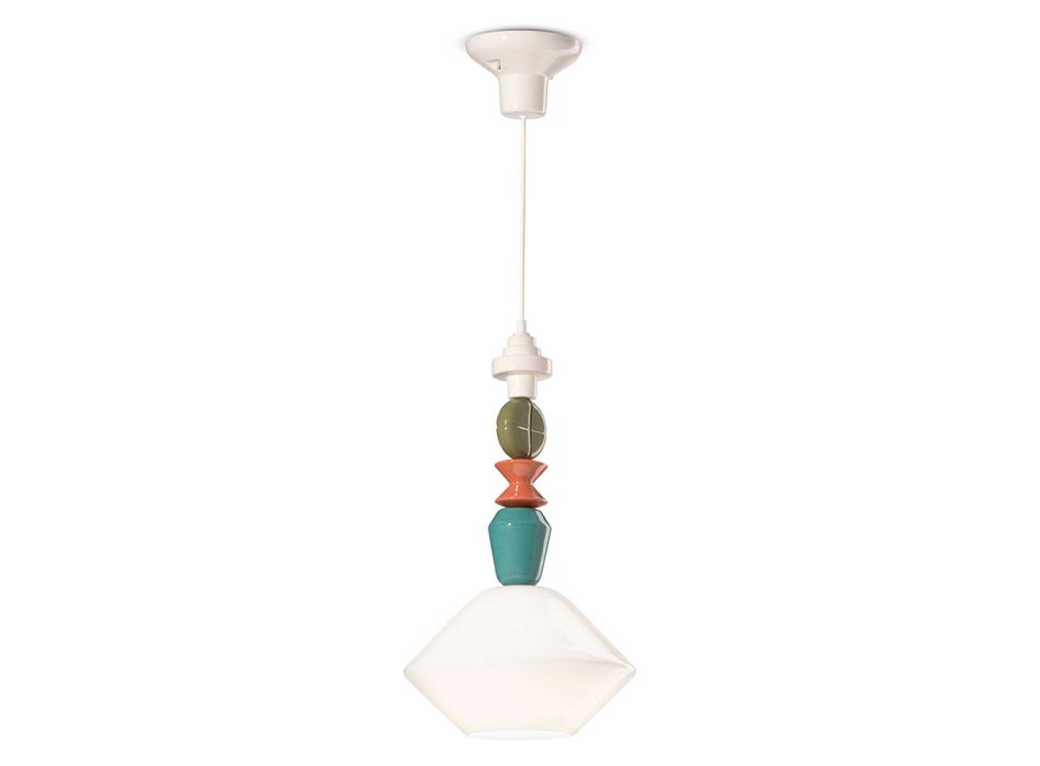 Llambë varëse në qelq dhe qeramikë me ngjyra Prodhuar në Itali - Lariat Viadurini
