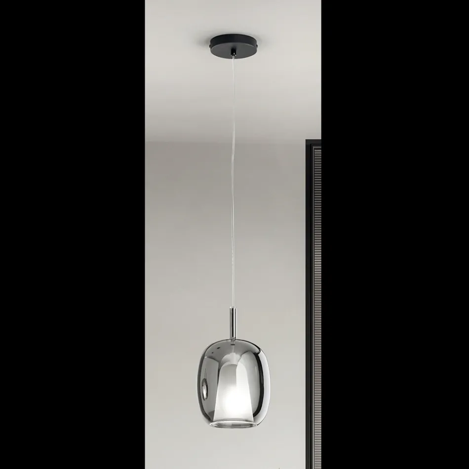 Llambë varëse në saten dhe xhami me ngjyra Prodhuar në Itali - Trilly Viadurini