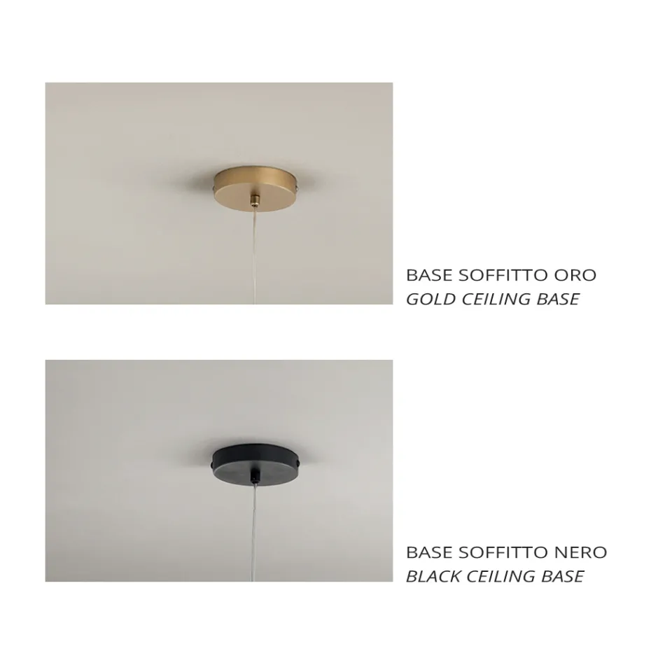 Llambë varëse në saten dhe xham me ngjyra Prodhuar në Itali - Trilly Viadurini