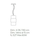 Llambë pezullimi në Xham të fryrë me dorë në Venecia 15 cm - Satomi Viadurini