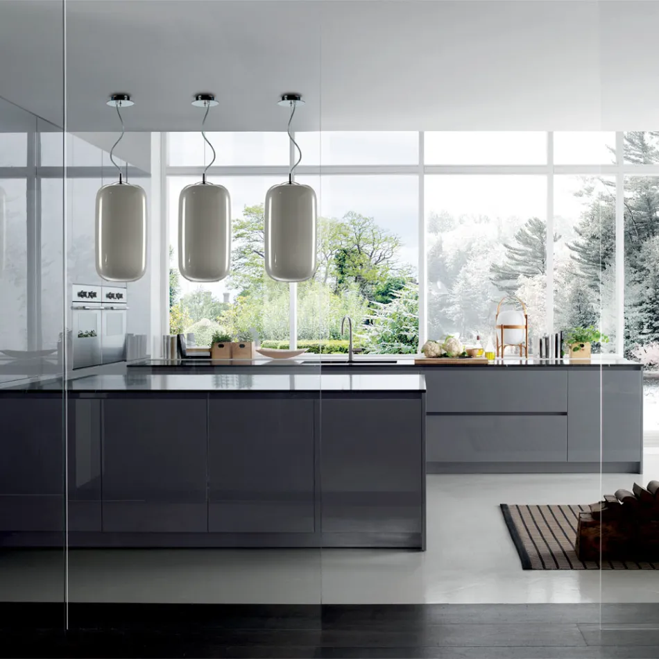 Llambë pezullimi me qelq të fryrë me dorë e prodhuar në Venecia - Bambu Viadurini