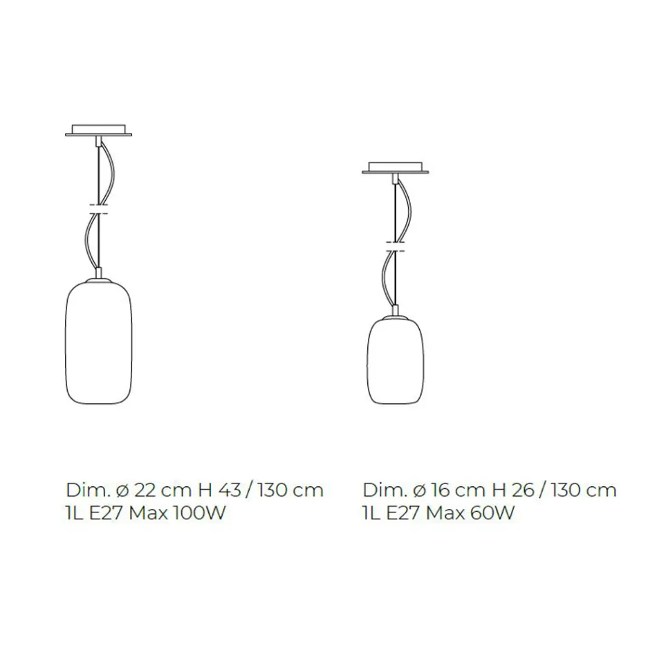 Llambë pezullimi me qelq të fryrë me dorë e prodhuar në Venecia - Bambu Viadurini