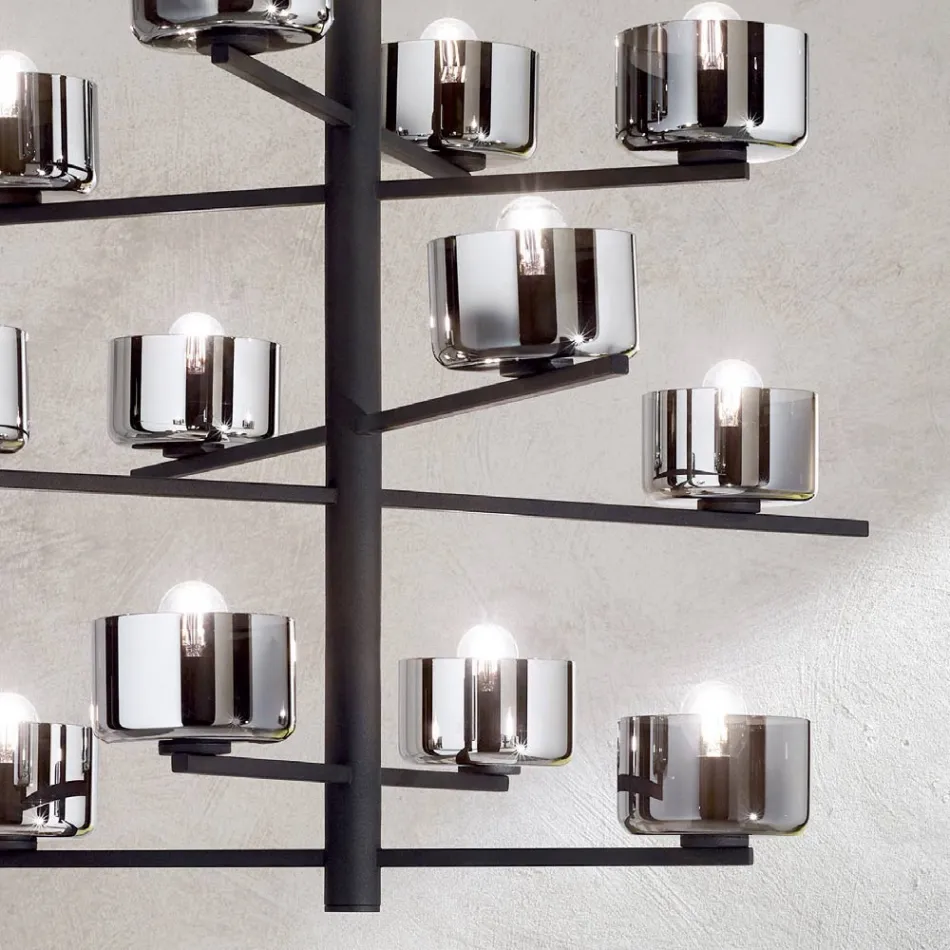 Llambë pezullimi në xham të fryrë me strukturë metalike - engjëllore Viadurini