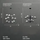 Llambë pezullimi në xham të fryrë me strukturë metalike - engjëllore Viadurini