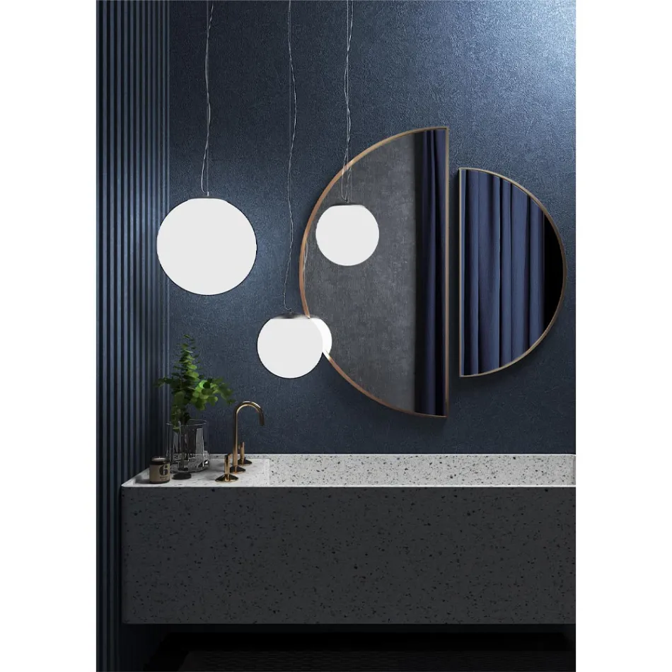 Llambë pezulluese me xham të bardhë veneciane me fryrje me dorë - hënë Viadurini