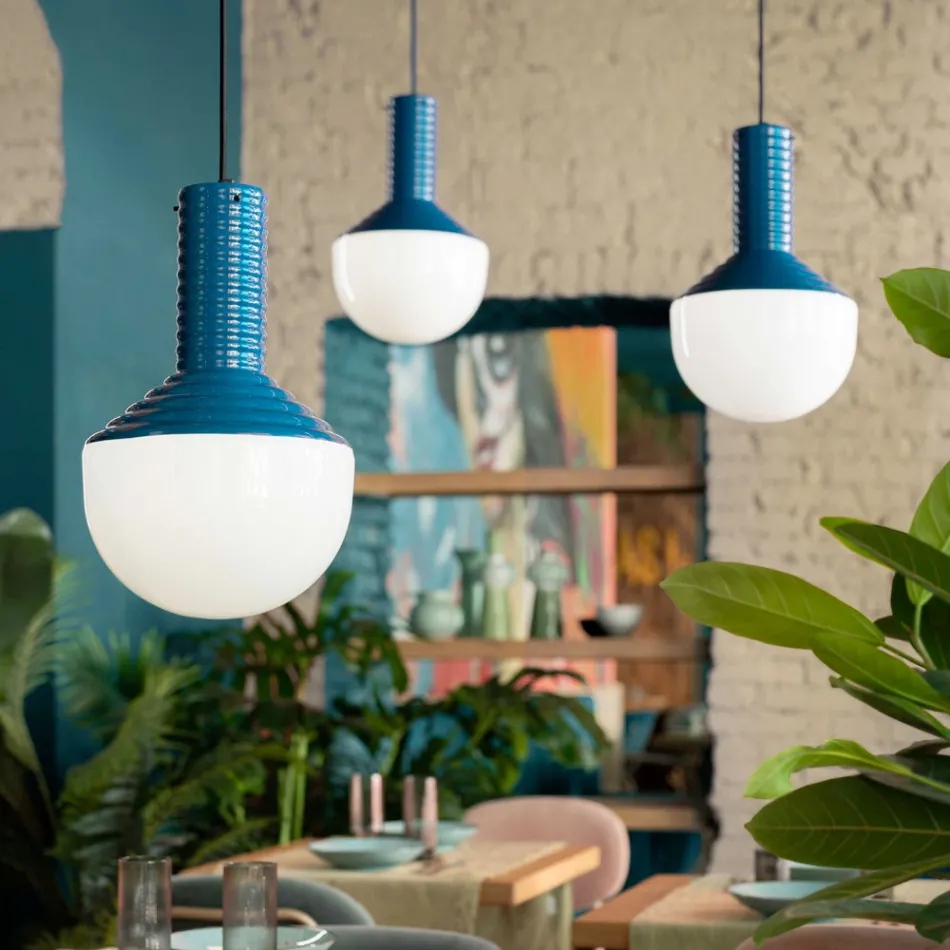 Llambë varëse në Xham të lyer Prodhuar në Itali - Selaron Viadurini