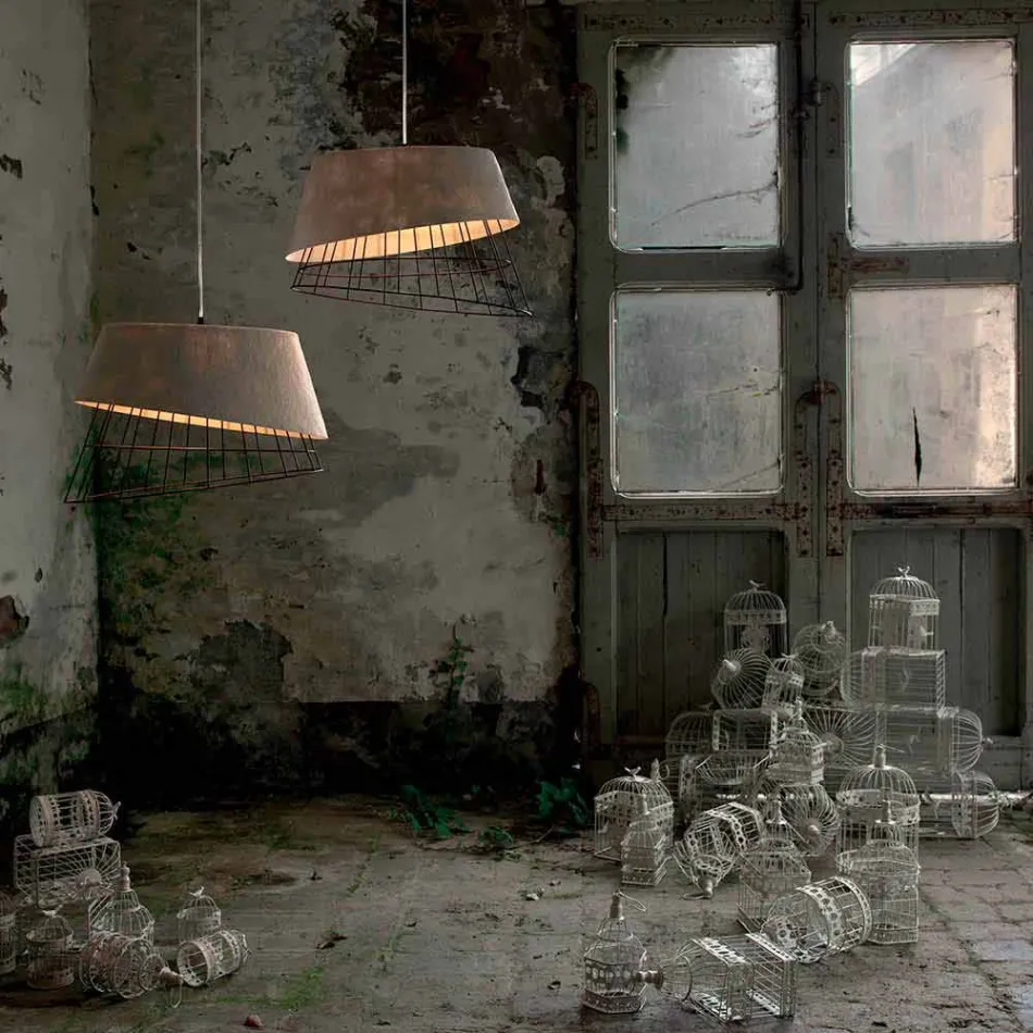 Llambë pezullimi në tekstil me fije qelqi të bardhë dhe dizajn elegant elegant - diellor Viadurini