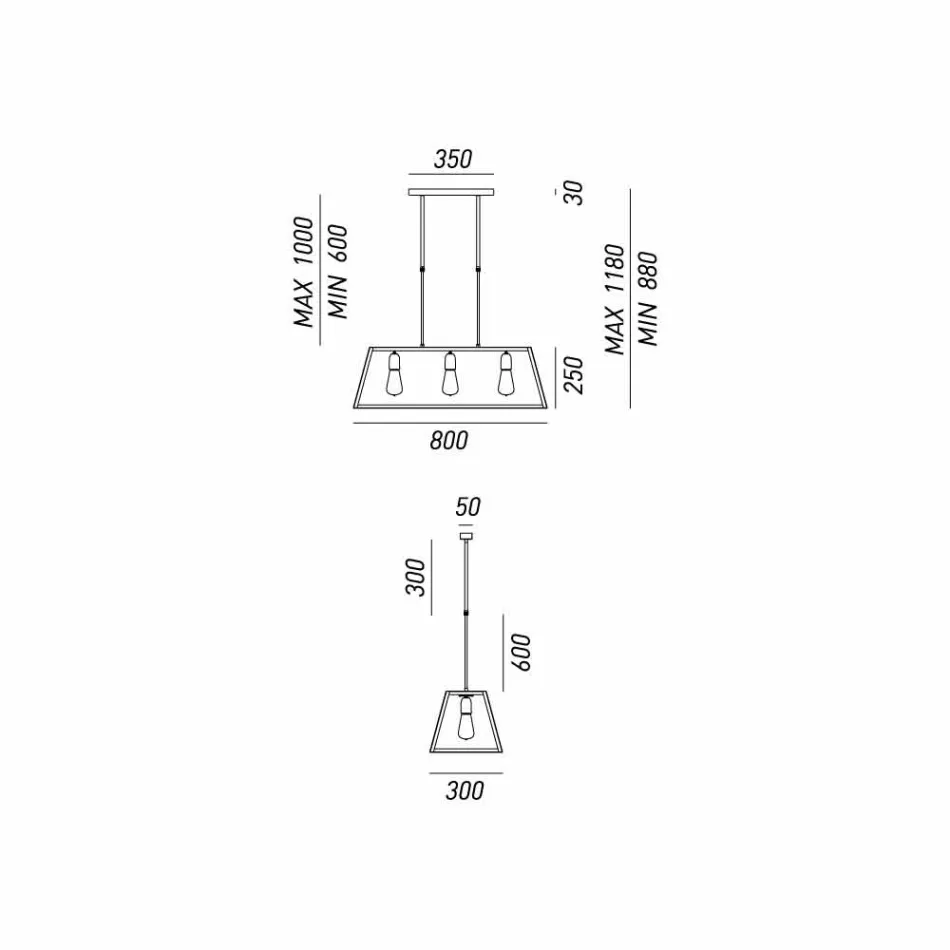Llambë varëse industriale 3 drita në Londër Il Fanale Viadurini