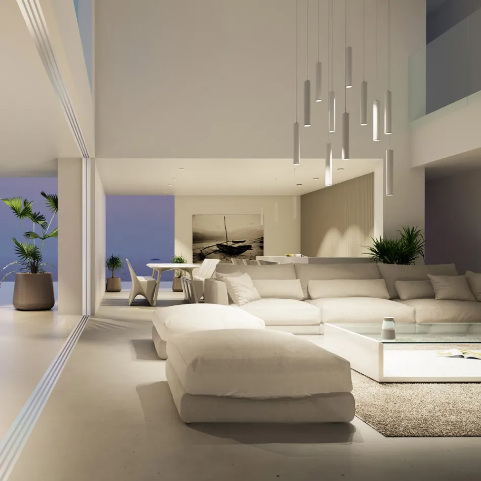 Llambë pezulluese Led në alumin e bardhë ose të zezë - Rebolla Viadurini