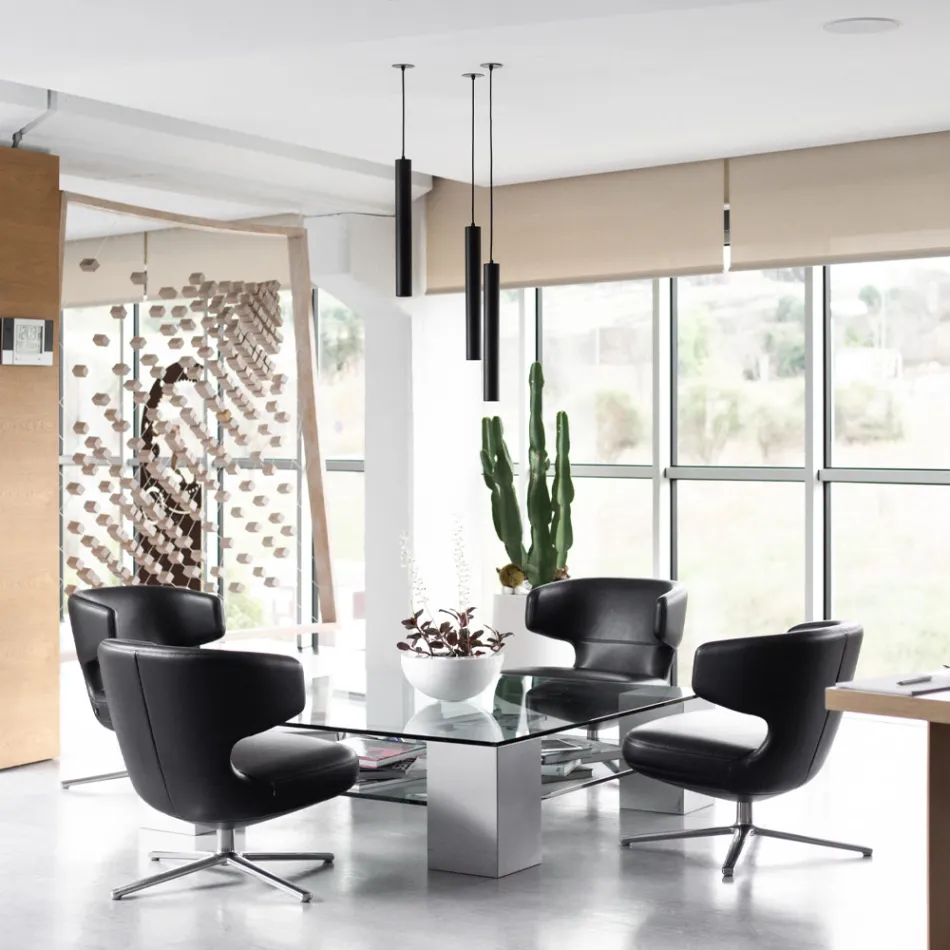 Llambë pezulluese Led në alumin e bardhë ose të zezë - Rebolla Viadurini