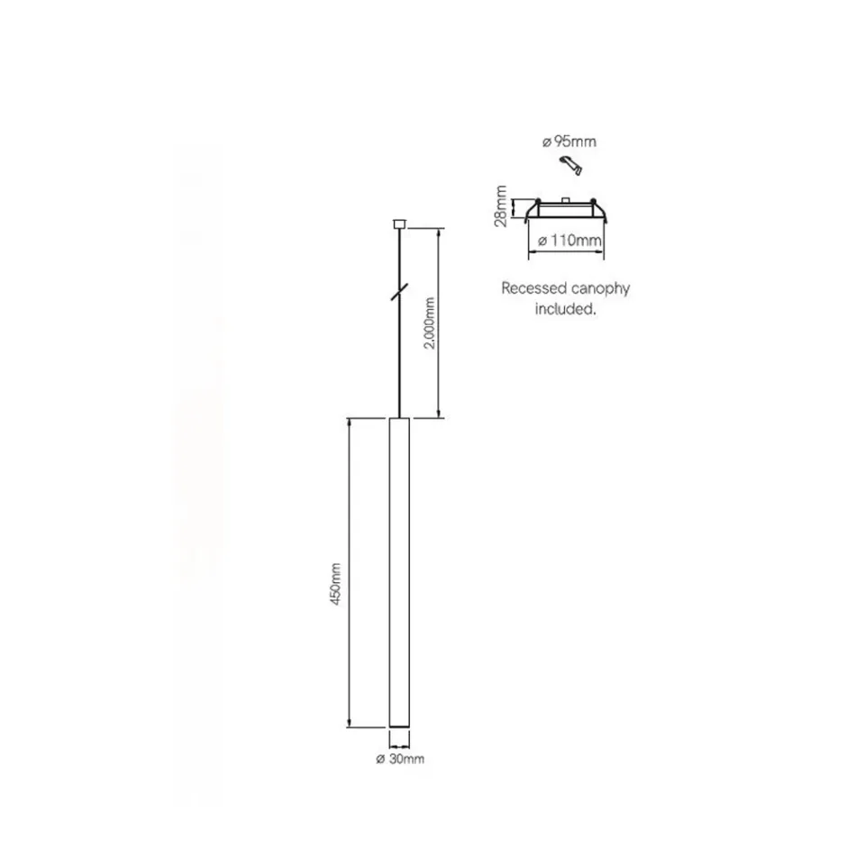 Llambë pezulluese Led në alumin e bardhë ose të zezë - Rebolla Viadurini