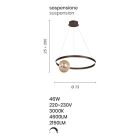 Llambë varëse LED e errësueshme në metal dhe xhami të fryrë - Kakao Viadurini