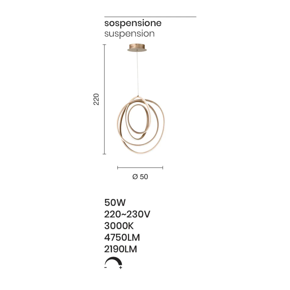 Llambë pezullimi LED e madhe ose e vogël në Metal Dizajni prej Ari - Pikë Viadurini