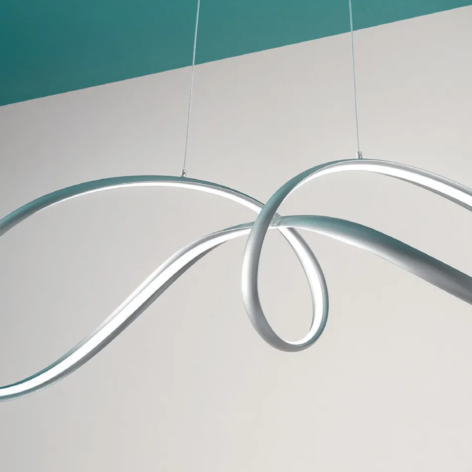 Llambë varëse Led në Metal Argjend, 2 Përmasa Dizajn Modern - Lumino Viadurini