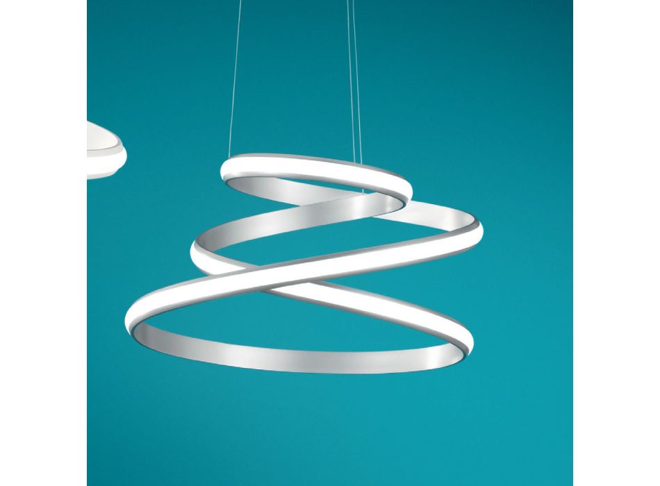 Llambë pezulluese LED në Metal të Bardhë ose Argjend të lyer - Rivolta Viadurini