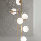 Llambë dyshemeje me LED në metal të lyer me ar dhe xham të fryrë - Ailanto Viadurini
