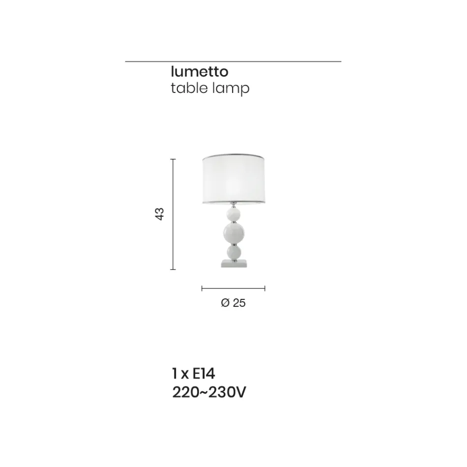 Llamba mbështetëse klasike në qelq dhe metal artizanal italian - Memori Viadurini