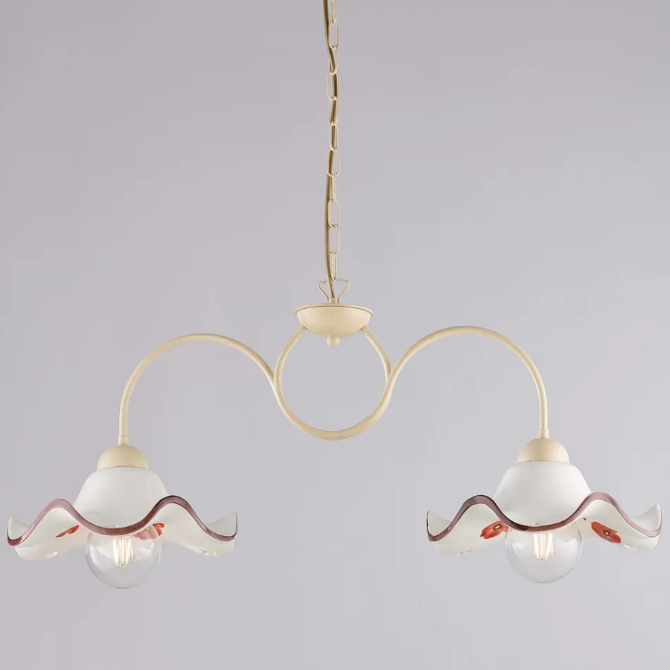 Llambë Artizanale prej Qelqi dhe Metali e Prodhuar në Itali për Dhomë Ndenjeje dhe Dhomë Gjumi - Merope Viadurini